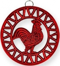 Old Dutch Two Tone Red Rooster Trivet, 8-Inch Old Dutch Two Tone Red Rooster Trivet, 8-Inch