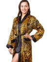 Women's Animal Print Satin Robe with Two Front Pockets, Size (M), Style#G17-31-M