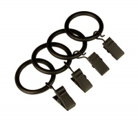 BCL Drapery Hardware 58BKCL Curtain Rings with Clips, Set of 14, Black BCL Drapery Hardware 58BKCL Curtain Rings with Clips, Set of 14, Black