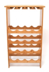 Lipper International Bamboo 3-Tier Wine Rack with Glass Hanger Lipper International Bamboo 3-Tier Wine Rack with Glass Hanger