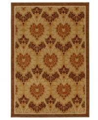 A flourishing design of rich reds and browns incorporates traditional florals with attractive modern geometry. Thickly tufted with extra soft woven fibers, the Carmel Poppy area rug adds comforting texture and warm color to any decorative palette. A flourishing design of rich reds and browns incorporates traditional florals with attractive modern geometry. Thickly tufted with extra soft woven fibers, the Carmel Poppy area rug adds comforting texture and warm color to any decorative palette.