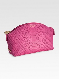 Travel in fashion with this fun, functional cosmetic case, a perfect size for your luggage or handbag. 7.25W X 5.5HEmbossed pythonMade in USAFOR PERSONALIZATIONSelect a color and quantity, then scroll down and click on PERSONALIZE & ADD TO BAG to choose and preview your monogramming options. Please allow 1 week for delivery. Travel in fashion with this fun, functional cosmetic case, a perfect size for your luggage or handbag. 7.25W X 5.5HEmbossed pythonMade in USAFOR PERSONALIZATIONSelect a color and quantity, then scroll down and click on PERSONALIZE & ADD TO BAG to choose and preview your monogramming options. Please allow 1 week for delivery.