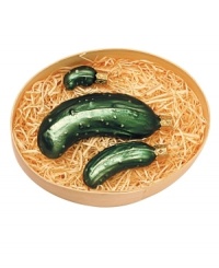 Keep the tradition alive with this set of three pickle ornaments from Inge-Glas. Place the pickles last on the tree and according to German folklore, on Christmas morning the first to find them receives a year of good luck! Mouth-blown in Germany of the finest glass for superior detail and lasting beauty. Keep the tradition alive with this set of three pickle ornaments from Inge-Glas. Place the pickles last on the tree and according to German folklore, on Christmas morning the first to find them receives a year of good luck! Mouth-blown in Germany of the finest glass for superior detail and lasting beauty.