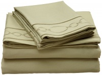 At Home Interlocking Rings Embroidered Queen 75-GSM Microfiber Sheet Set, Sage At Home Interlocking Rings Embroidered Queen 75-GSM Microfiber Sheet Set, Sage