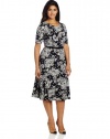 Jones New York Women's Plus-Size Elbow Sleeve Bateau Neck Dress