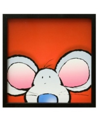 Mouse in the house. All ears and a friendly face, this cartoon critter will brighten up any child's bedroom or play area. With a simple wooden frame. Mouse in the house. All ears and a friendly face, this cartoon critter will brighten up any child's bedroom or play area. With a simple wooden frame.