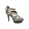 Material Girl Diva Womens Size 8 Gray Peep Toe Fabric Platforms Heels Shoes
