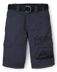 This comfortable cotton cargo short remains a summertime basic. GUESS Kids updates the look with tonal screenprinting at the leg and an included mesh belt. This comfortable cotton cargo short remains a summertime basic. GUESS Kids updates the look with tonal screenprinting at the leg and an included mesh belt.