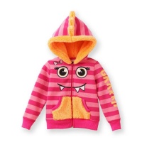 Belle du Jour Toddler Girls Hooded Zip-up Sweatshirt, Pink Monster, Size 4T