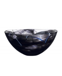 A colorful, abstract print on lead-free crystal lends your home decor modern appeal.
