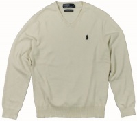 Polo Ralph Lauren Men's Pima Cotton V-neck Sweater (Buff) Polo Ralph Lauren Men's Pima Cotton V-neck Sweater (Buff)