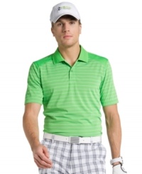 Good game. Prepare for a great day on the links before ever taking a swing with this stylish Izod polo shirt featuring moisture wicking for comfort and UPF protection. Good game. Prepare for a great day on the links before ever taking a swing with this stylish Izod polo shirt featuring moisture wicking for comfort and UPF protection.