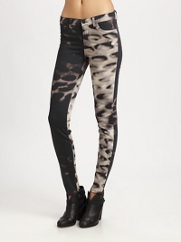 Abstract, glacier-inspired print gives these leggings-style skinny jeans a new lease of life. THE FITRise, about 8Inseam, about 30THE DETAILSButton closureZip flyFour-pocket styleCotton/polyester/elastaneDry cleanMade in USA of imported fabricModel shown is 5'10 (177cm) wearing US size 4. Abstract, glacier-inspired print gives these leggings-style skinny jeans a new lease of life. THE FITRise, about 8Inseam, about 30THE DETAILSButton closureZip flyFour-pocket styleCotton/polyester/elastaneDry cleanMade in USA of imported fabricModel shown is 5'10 (177cm) wearing US size 4.
