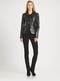 This soft, slim-fitting pair is accented with subtle zipper details.Zip fly with tab closureSide zipper pocketsBack zipper pocketsInseam, about 4271% viscose/20% nylon/9% elastaneDry cleanImported of Italian fabricModel shown is 5'11 (180cm) wearing US size Small. This soft, slim-fitting pair is accented with subtle zipper details.Zip fly with tab closureSide zipper pocketsBack zipper pocketsInseam, about 4271% viscose/20% nylon/9% elastaneDry cleanImported of Italian fabricModel shown is 5'11 (180cm) wearing US size Small.