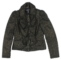 INC International Concepts Women's Boucle Tweed Ruffle Jacket (Gold Foil) (Medium) INC International Concepts Women's Boucle Tweed Ruffle Jacket (Gold Foil) (Medium)