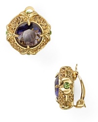 A timeless favorite: Gold-plated metal surrounds colorful faceted crystals. In a slightly exaggerated size, this heirloom-inspired pair are the perfect touch of glamor. A timeless favorite: Gold-plated metal surrounds colorful faceted crystals. In a slightly exaggerated size, this heirloom-inspired pair are the perfect touch of glamor.