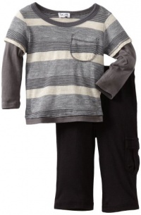 Splendid Littles Baby-Boys Oatmeal Stripe Jersey Twofer Set, Pewter, 12-18 Splendid Littles Baby-Boys Oatmeal Stripe Jersey Twofer Set, Pewter, 12-18