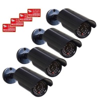 VideoSecu 4 x Dummy Security Camera Fake Bullet Cameras Infrared LEDs Flashing Light Home CCTV Surveillance 1QU VideoSecu 4 x Dummy Security Camera Fake Bullet Cameras Infrared LEDs Flashing Light Home CCTV Surveillance 1QU