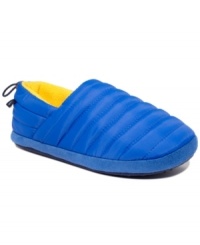 Quilted slippers by Nautica with fleece lining for added warmth. Quilted slippers by Nautica with fleece lining for added warmth.