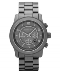 A precise marvel covered in gunmetal tones from Michael Kors' Runway watch collection. A precise marvel covered in gunmetal tones from Michael Kors' Runway watch collection.