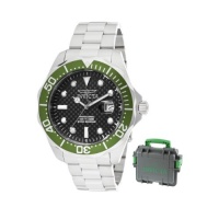 Invicta Men's 12564 Pro Diver Black Carbon Fiber Dial Stainless Steel Watch with Grey/Green Impact Case Invicta Men's 12564 Pro Diver Black Carbon Fiber Dial Stainless Steel Watch with Grey/Green Impact Case