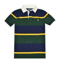 Polo Ralph Lauren Men Custom Fit Striped Rugby Pony Logo T-Shirt Polo Ralph Lauren Men Custom Fit Striped Rugby Pony Logo T-Shirt