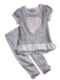 GUESS Kids Girls Baby Girl Tunic Set (12-24M), GREY (24M) GUESS Kids Girls Baby Girl Tunic Set (12-24M), GREY (24M)