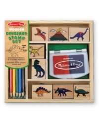 Imagine a landscape full of dinosaurs! Children love using the 8 detailed dino stamps and a two-color inkpad. It's fun creating countless scenes, and coloring in the pictures with the 5 colored pencils! This well-crafted set is conveniently contained in a sturdy wooden box for organizing and storage. It's a tremendous value that children will use over and over again! Imagine a landscape full of dinosaurs! Children love using the 8 detailed dino stamps and a two-color inkpad. It's fun creating countless scenes, and coloring in the pictures with the 5 colored pencils! This well-crafted set is conveniently contained in a sturdy wooden box for organizing and storage. It's a tremendous value that children will use over and over again!