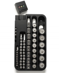 Keep your batteries in one place and check their usability with Perfect Solutions battery organizer tester. This great gift idea holds 68 batteries and fits most drawers or can be wall mounted. Keep your batteries in one place and check their usability with Perfect Solutions battery organizer tester. This great gift idea holds 68 batteries and fits most drawers or can be wall mounted.