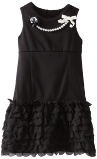 Bloome Girls 7-16 Knit Dress With Pearl Necklace, Black, 8