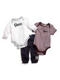 GUESS Kids Boys Two Bodysuits and Pants Set, NAVY (3/6M) GUESS Kids Boys Two Bodysuits and Pants Set, NAVY (3/6M)