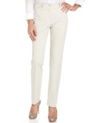 All the makings of a classic pant in soft stretch cotton for a flattering fit from Jones New York Signature. All the makings of a classic pant in soft stretch cotton for a flattering fit from Jones New York Signature.