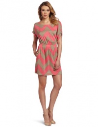 BCBGeneration Women's Flounce Back Dress, Guava Combo, Large BCBGeneration Women's Flounce Back Dress, Guava Combo, Large