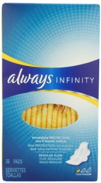 Always Infinity Unscented Pads with Wings, Regular Flow, 36 Count (Pack of 2) Always Infinity Unscented Pads with Wings, Regular Flow, 36 Count (Pack of 2)