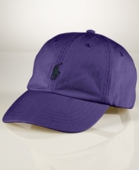 A classic baseball cap in durable cotton chino twill is embroidered with Ralph Lauren's signature pony for an iconic finish. A classic baseball cap in durable cotton chino twill is embroidered with Ralph Lauren's signature pony for an iconic finish.