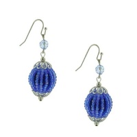 Seine Silver Aqua Blue Beaded Drop Earrings