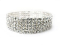 Silvertone Five Row Rhinestone Stretch Bracelet Fashion Jewelry Silvertone Five Row Rhinestone Stretch Bracelet Fashion Jewelry