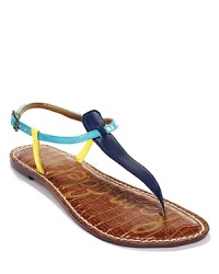 Bold colorblocking adds tropical appeal to Sam Edelman's simple, chic sandals. Bold colorblocking adds tropical appeal to Sam Edelman's simple, chic sandals.