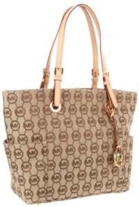 Michael Kors Jet Set Tote in Beige / Ebony / Vachetta (Brown / Beige) (MK Handbags, Bags, Totes)