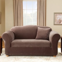 Sure Fit 119827270U_S-CHOCLT Stretch Pinstripe Sofa Slipcover, Chocolate Sure Fit 119827270U_S-CHOCLT Stretch Pinstripe Sofa Slipcover, Chocolate
