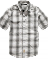 Your weekend staple. An easy plaid gives this Sean John shirt a dose of laid-back cool. Your weekend staple. An easy plaid gives this Sean John shirt a dose of laid-back cool.