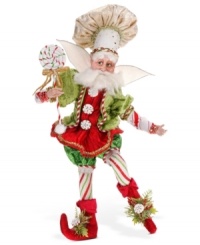 Step into a magical candy land with the Peppermint Dreams fairy from Mark Roberts. Sugary red, white and green accents render this figurine ridiculously festive. Bendable arms and legs mean you can sit or stand him just about anywhere. Step into a magical candy land with the Peppermint Dreams fairy from Mark Roberts. Sugary red, white and green accents render this figurine ridiculously festive. Bendable arms and legs mean you can sit or stand him just about anywhere.