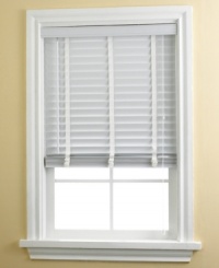 From the kitchen to the study, every room in your home gets an instant style uplift with the addition of distinguished faux-wood blinds. Window treatments feature generously sized 2 panels with the look and texture of real wood, accented by three wide ladder strings. Just turn the control wand to adjust blind angle and pull attached strings to adjust the height. Includes valance. From the kitchen to the study, every room in your home gets an instant style uplift with the addition of distinguished faux-wood blinds. Window treatments feature generously sized 2 panels with the look and texture of real wood, accented by three wide ladder strings. Just turn the control wand to adjust blind angle and pull attached strings to adjust the height. Includes valance.