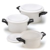 White Microwave Cooking Pots Snap On Lids Kitchen Set