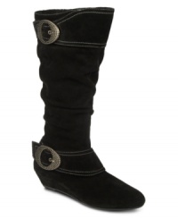 Let your style take over. Dr. Scholl's Master boots feature dramatic, rounded buckles on the ankle and upper shaft. Let your style take over. Dr. Scholl's Master boots feature dramatic, rounded buckles on the ankle and upper shaft.