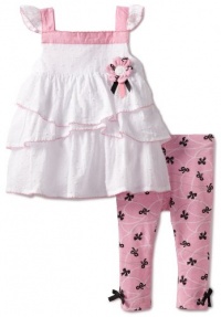 Kids Headquarters Girls 2-6X Ruffled 2 Piece Tunic With Printed Leggings Toddler Kids Headquarters Girls 2-6X Ruffled 2 Piece Tunic With Printed Leggings Toddler