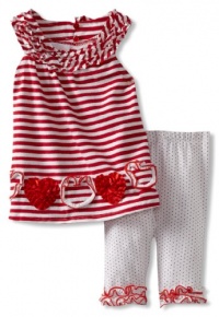 Bonnie Baby Girls Infant Red Stripe Legging Set Bonnie Baby Girls Infant Red Stripe Legging Set