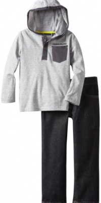 Calvin Klein Boys 2-7 2-Piece Hooded Top With Jeans, Gray, 6 Calvin Klein Boys 2-7 2-Piece Hooded Top With Jeans, Gray, 6