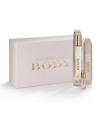 Burberry Body is an effortlessly sensual, feminine fragrance. Experience Burberry Body's eclectic combination of luxurious ingredients with the Eau de Parfum Holiday Gift Set, featuring Eau de Parfum 2.8 fl. oz., Body Milk 3.3 fl. oz., and Eau de Parfum Deluxe Miniature 0.15 fl. oz. Burberry Body is an effortlessly sensual, feminine fragrance. Experience Burberry Body's eclectic combination of luxurious ingredients with the Eau de Parfum Holiday Gift Set, featuring Eau de Parfum 2.8 fl. oz., Body Milk 3.3 fl. oz., and Eau de Parfum Deluxe Miniature 0.15 fl. oz.