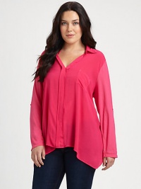 Offering you breezy style, a soft cotton-modal blouse with a classic patch pocket and a relaxed-yet-feminine fit.Collar neckLong sleevesPatch pocketHi-lo hemAbout 26 from shoulder to hemCotton/modalMachine washMade in USA Offering you breezy style, a soft cotton-modal blouse with a classic patch pocket and a relaxed-yet-feminine fit.Collar neckLong sleevesPatch pocketHi-lo hemAbout 26 from shoulder to hemCotton/modalMachine washMade in USA